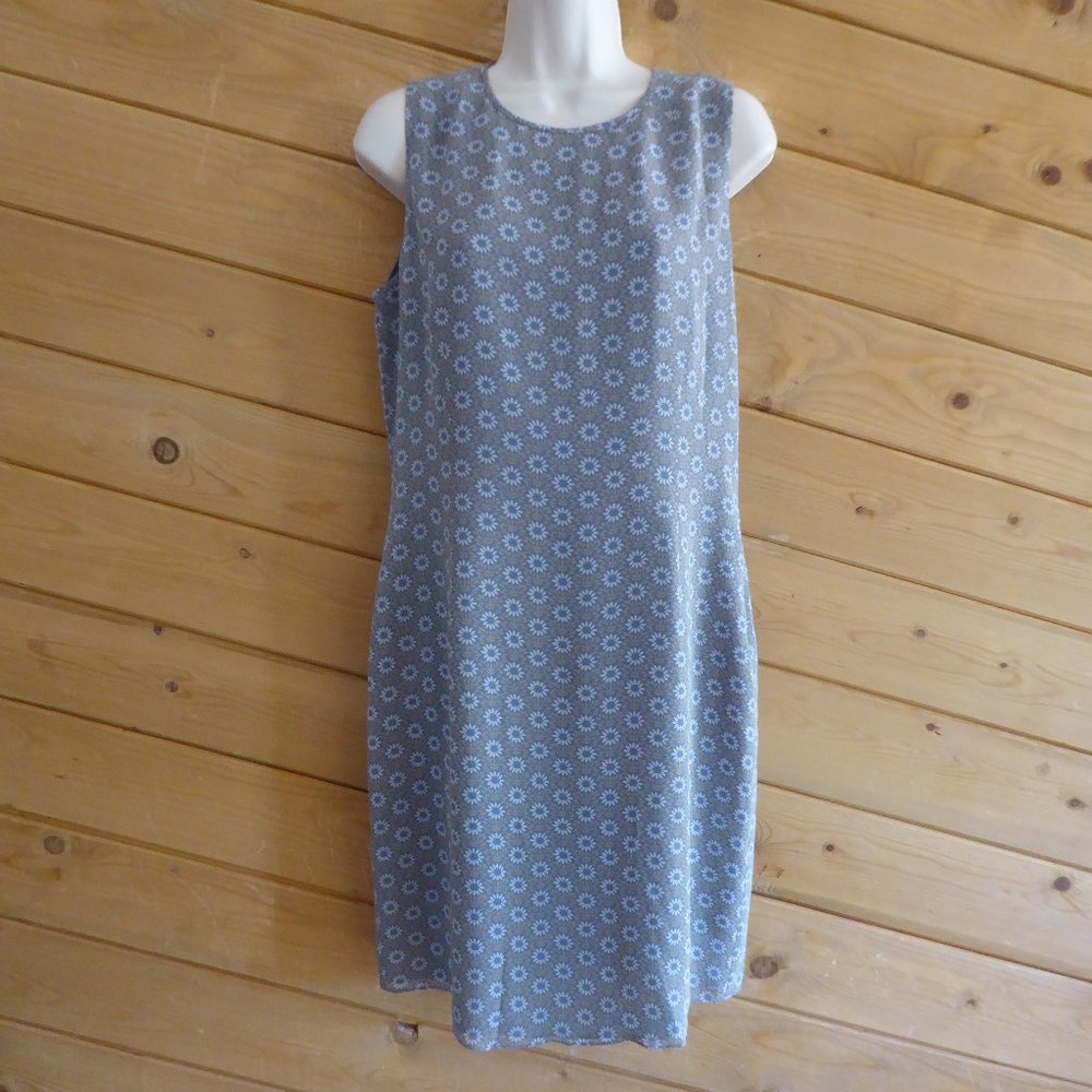 Caslon Gray 100% Silk Full Lined Shift Floral Sleeveless Tank Dress 8